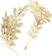 Beavorty Tiara Crystals Pearl Headwear Wedding Tiara Fashion Headbands Mini Hair Bands Womens Accessories Wreath Vine Gold Leaf Golden Bride Grace Slideshow Goddess Headpiece