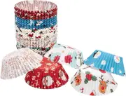 400 Christmas Cupcake Cases Baking Muffin Cake Bulk Pack 5 Designs