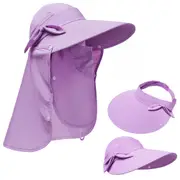 Sun Cap Fishing Hats Detachable Face Mask Neck Flap Visor Wide Brim Sun Protection Hiking Hats for Women Girls