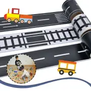 Traffic Black White Wide Railway Road Sticky Paper Tape For Kids Boys Toys Car