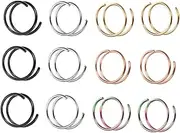 WESIEVYA 12pcs Stainless Steel Spiral Nose Rings Helix Earrings Fashion Nose Jewelry for Women Men