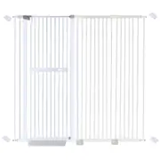 riin Extra Tall 150cm Baby Pet Security Gate Metal Safety Guard Tension Pressure Mounted for Children Dog Kitten Adjustable Width Range 145-155cm Largest Gap Between Bars 42mm Model B43 White