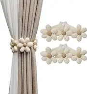 BDHRKTE 2pcs Curtain Ties Flower Curtain Buckles, Curtain Holdbacks,Curtain Clips, Cute Flower Curtain Ties Decorative Rope for Bedroom Window Treatment ﻿