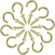 30 Pack Metal Ceiling Hooks Screw-in Eye Hook Holder for Coffee, Tea Cup, Hanging Plants, Lights Indoor and Outdoor Use 1 Inch, Gold