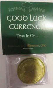 "Good Luck Token- Pass It On" 4 Pack- Roman Inc-Irish-4-Leaf Clover-St Patrick