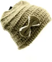My Style Lab Women's Crochet Hat in Khaki & Ivory One Size NWT