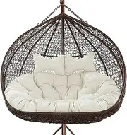 Swing Egg Chair Cushion with Adjustable Pillow, Washable Hanging Hammock Chair Replacement Seat Thick Double Wicker Swing Cushions, 2-Seater Chair Pads for Outdoor(Color:Red)