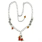 925 Solid Sterling Silver Cognac Baltic Amber Chain Nice Beaded Necklace 18 in
