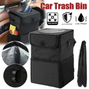 Waterproof Car Trash Can With Lid Bin Waste Basket Storage Garbage Bag Organizer