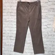 Talbots Brown/Taupe Corduroy Pants Straight Leg sz 14P high waisted full length