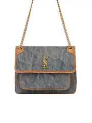 Saint Laurent Niki Medium Chain Bag in Denim and Suede