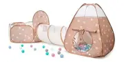 3 in 1 Pop Up Kids Play Tent with Tunnel and Ball Pit for Kids, Boys, Girls,