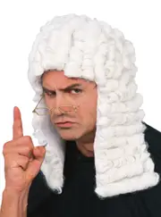 Judge Mens Curly White costume Wig