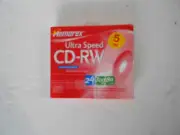 Memorex CD-RW 24X 700MB 80Min Rewritable Compact DISCS 5-PACK Slim Cases Sealed