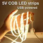 Battery Powered USB 5V Flexible 320LEDs/M COB LED Strip High Density Tape Lights