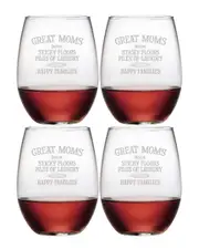 susquehanna Great Moms Set of Four 21oz Stemless Glasses
