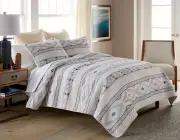 Donna Sharp Windswept 3-Pc Quilt Set Southwest Aztec Lodge Cozy Cabin Blue Tan