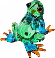 DANUSORNGEANG Hand Blown Art Glass, Rainforest Frog Miniature Animals Collection, Dollhouse Miniatures, Decorations, Souvenirs, Art Glass Blown Animals. (Multicolor Frog)