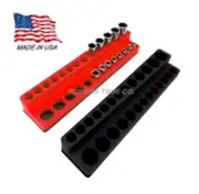 MTS 1/4 Drive Magnetic Socket Holder Tray Metric SAE Mechanics Time Saver BLK/RD