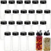 24 Pack 3.5 Oz Square Plastic Spice Jars,Seasoning Containers with Black Screw L