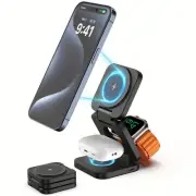 Foldable 3 In 1 Wireless Charger Station Fast Charging for Samsung Watch iPhone