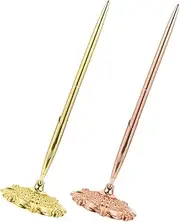 HOODANCOS 2pcs Rose Gold Gold Desktop Pen Holder Writing Reception Counter Table Fixed Signature Pen Multi-function Writing Pen
