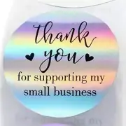 500 Thank You Stickers 1.5 inch Holographic Thank You Stickers Small Business