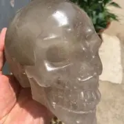 3.42 lb Natural quartz hand carved crystal skull reiki healing