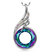 Nevenka Womens Colorful Phoenix Pendant Necklace-Purple Blue