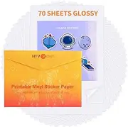 HTVRONT Printable Vinyl Sticker Paper - 70 Sheets Waterproof Sticker Paper for Inkjet Printer & Laser Printer, 100 g Dries Quickly & Tear Resistant, Glossy, 8.5"x11"