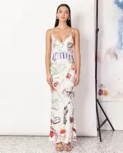 Romy the Brand Salamanca 2.0 Bias Cut Dress Sz Xs RRP $289 Artsy AOP funky Retro