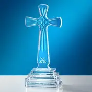Clear Crystal Cut Glass Standing Religious Cross