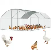 VEVOR Large Metal Chicken Coop with Run, 9.8x19.3x6.5 ft Walk-in Chicken Runs for Yard with Cover, Doom Roof Hen House with Security Lock for Outdoor