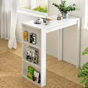 Artiss Bar Table 3-tier Storage Shelves White