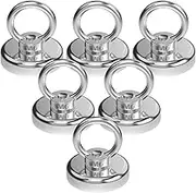 Magnetpro 55 kg Magnetic Hooks Super Strong Neodymium Magnetic Hooks with Counterunk Hole Eyebolt for Home Kitchen Workplace and Garage - Pack of 6