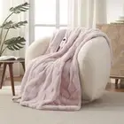 Dreamaker Ultra Smooth Touch Basketweave Faux Fur Heated Throw 130x160cm Pink