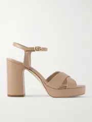 [Stuart Weitzman] Stuart Weitzman - Dayna Leather Platform Sandals - Beige - US12 US 12 Neutrals