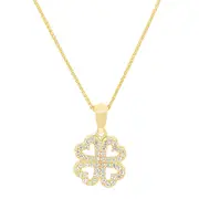 Bevilles 9kt Yellow Gold 4 Leaf Clover Necklace with Cubic Zirconia
