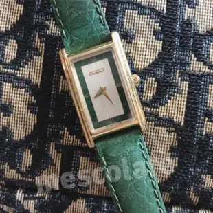 售罊 CHUNYAN二手精品正品Gucci vintage 18K金稀有綠色系石英錶絕版品奢華優雅復古風格古董錶不議價