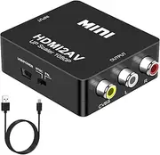 HDMI to RCA Adapter, HDMI to AV Converter, 1080P Mini RCA Composite CVBS Audio Video Converter Supports PAL/NTSC Compatible with PC/Laptop/Xbox/TV/Roku/Fire Stick