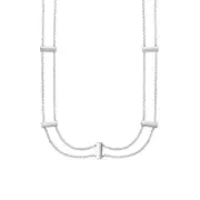 Sterling Silver Double Chain Chocker Necklace, 16"