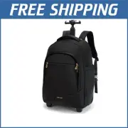 Water-Resistant 17-Inch Rolling Travel Backpack with Wheels & Laptop Compartment