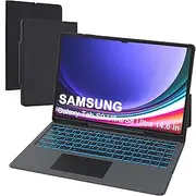 Samsung Galaxy Tab S10/S9/S8 Ultra 14.6 Inch Keyboard Case - 7 Coloured Illuminated Tablet Cover With Keyboard Touchpad - German QWERTZ Layout for Galaxy Tab S9 Ultra 2023