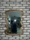 Wavy Edge Wooden Wall Mirror – Rustic Handcrafted Frame, Boho Farmhouse Decor