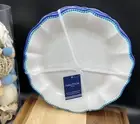 NAUTICA MELAMINE White Blue Aqua Dots Scalloped Edge 11" Dinner Plate (SET OF 4)