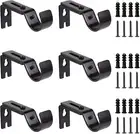 Adjustable Extendable Brackets for 1" Curtain Rods-Black-Set of 6