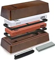 Sharpening Stone with Storage Box,SHAN ZU Whetstone Set Knife Sharpening Stone 2 Pieces Grit #1000/5000 Knife Stone with Non-Slip Base & Angle Guide,Whetstone for The Sharpening Knives