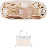 KINGS IN BAG Kelly 25 Bag Insert, Silky Purse Organizers for Inside Purse, Lightweight Shaper Compatible with Hermes Kelly 25 Bag, Multi Color Options(Craie, KE 25)