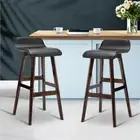 NEW MyBar PU Wood Wave Style Bar Stool Black Set 2pc