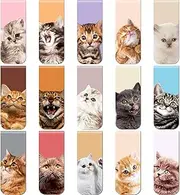 Zonon 30 Pieces Cats Magnetic Bookmarks Cute Cats Markers Pets Magnetic Page Clips Bookmark for Students Teachers School Home Office Reading Stationery, 15 Designs